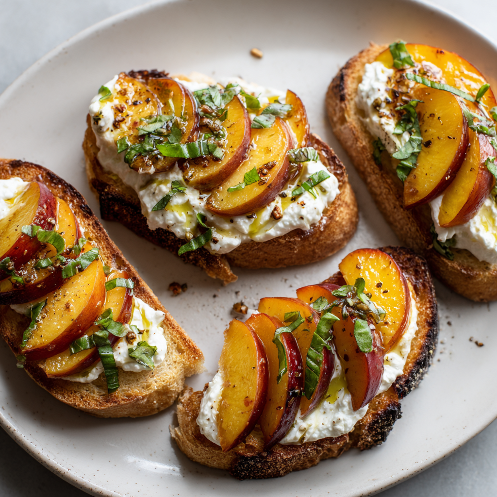 Peach Burrata Crostini Recipe - Recipe Image
