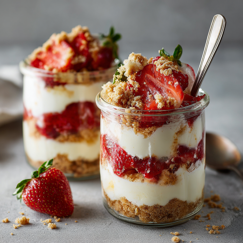 Strawberry Cheesecake Parfait Jars Recipe - Recipe Image