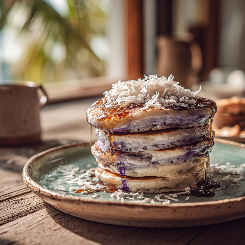 Ube Coconut Pancake Stack Recipe