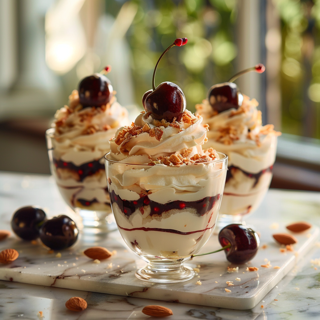 Cherry Almond Cream Cups Recipe - Recipe Image