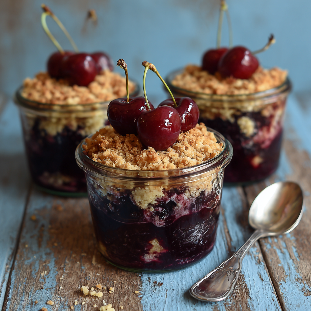 Cherry Vanilla Crumble Jars Recipe - Recipe Image