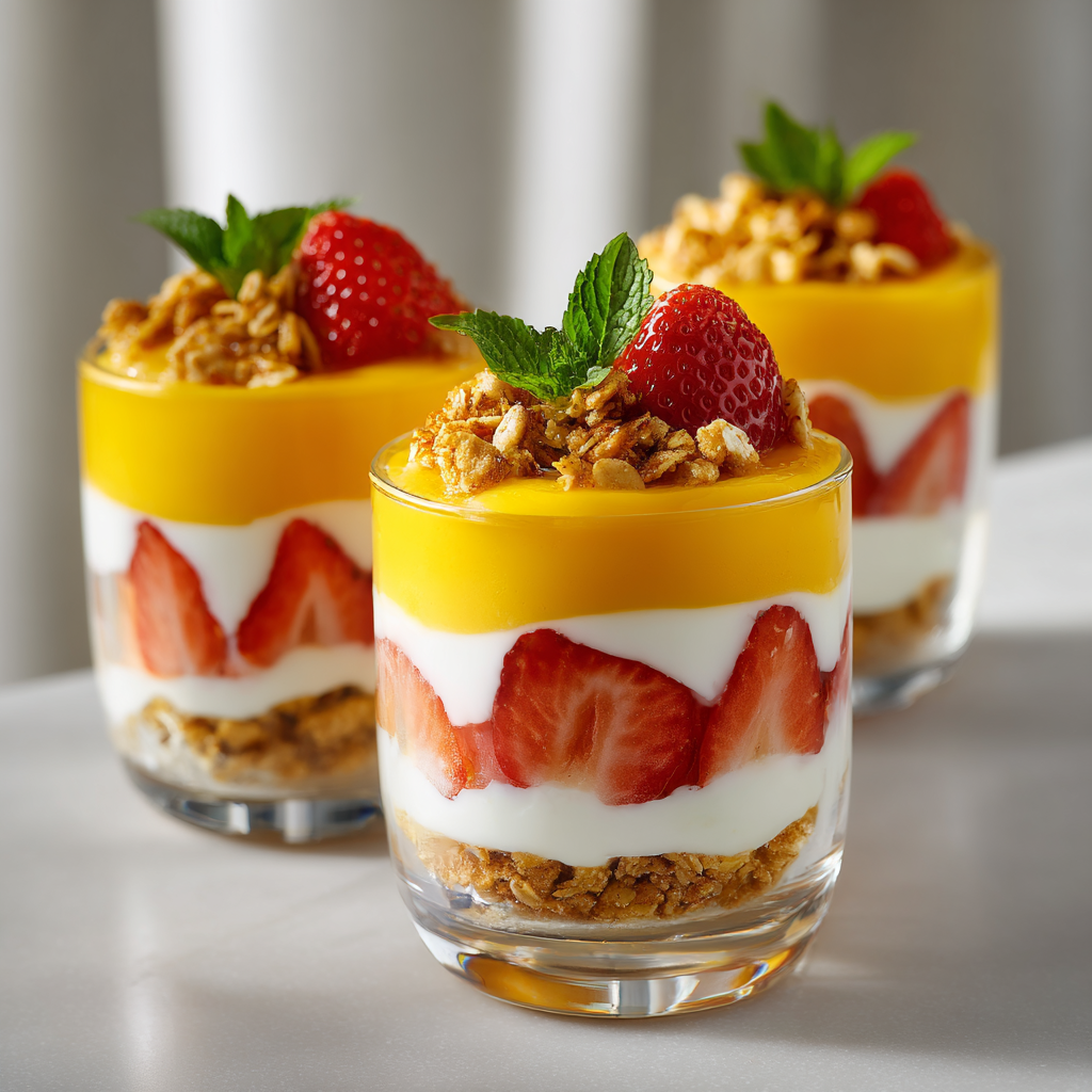 Mango Strawberry Parfait Cups Recipe 3 Mango Strawberry Parfait Cups Recipe - Recipe Image