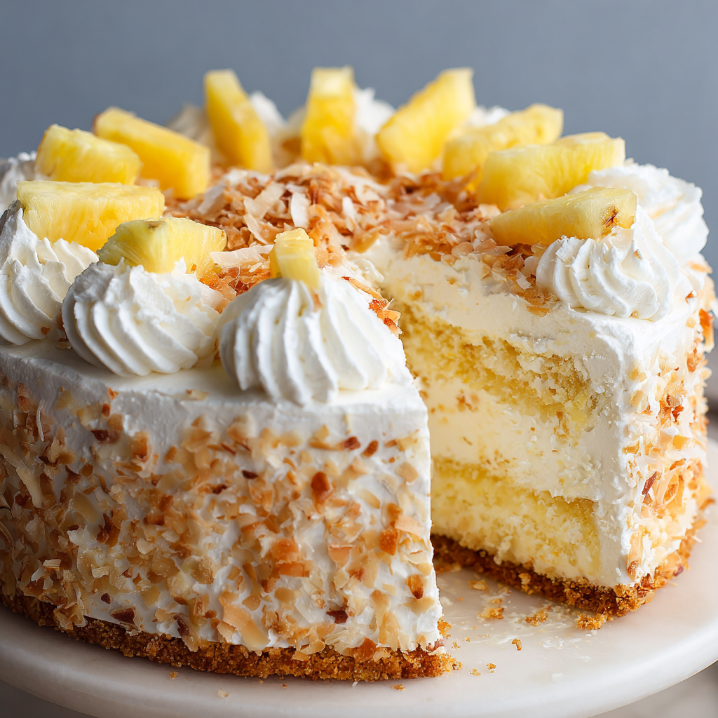 Pineapple Coconut Ice Cream Cake Recipe - Recipe Image