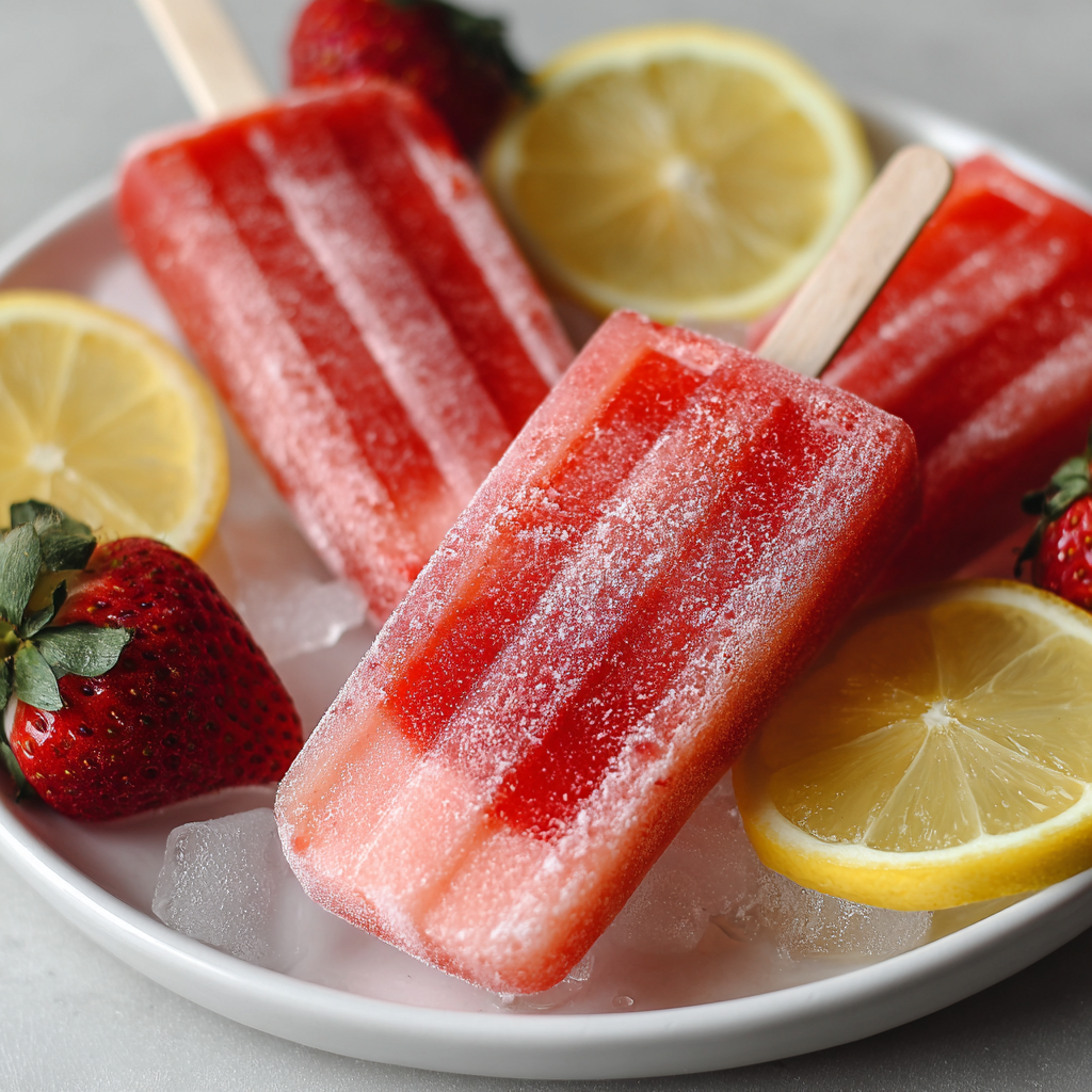 Strawberry Lemonade Popsicles Recipe - Recipe Image