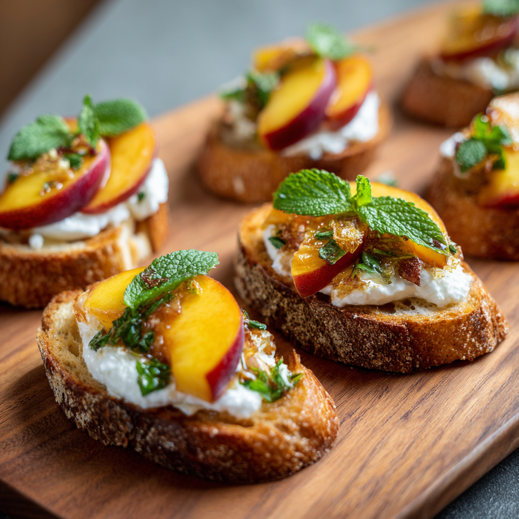 Peach Burrata Crostini Recipe - Recipe Image