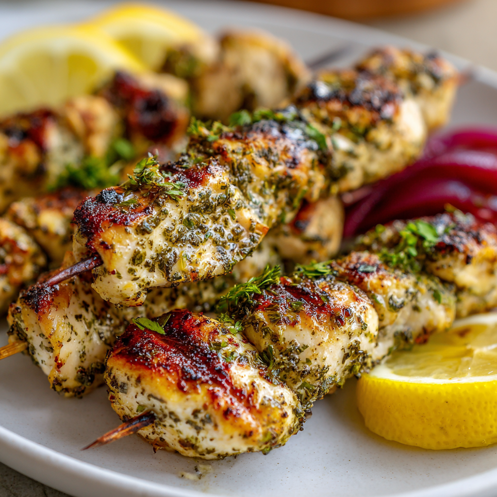 Lemon Herb Grilled Chicken Skewers Recipe - Recipe Image