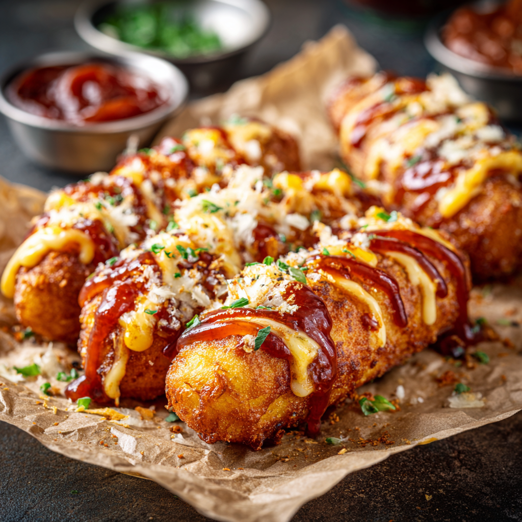 Cheesy Korean Corn Dogs Recipe - Recipe Image