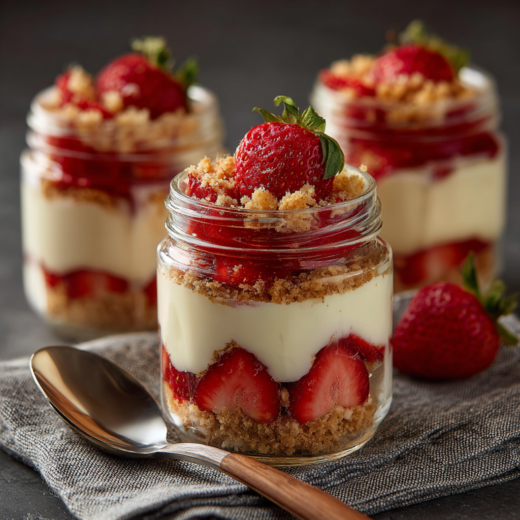 Strawberry Cheesecake Parfait Jars Recipe - Recipe Image