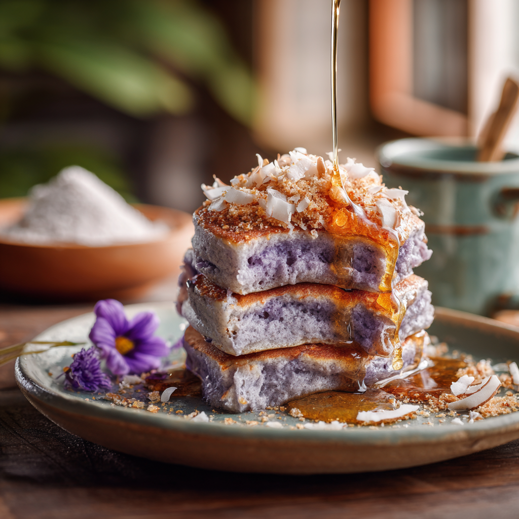 Ube Coconut Pancake Stack Recipe - Recipe Image