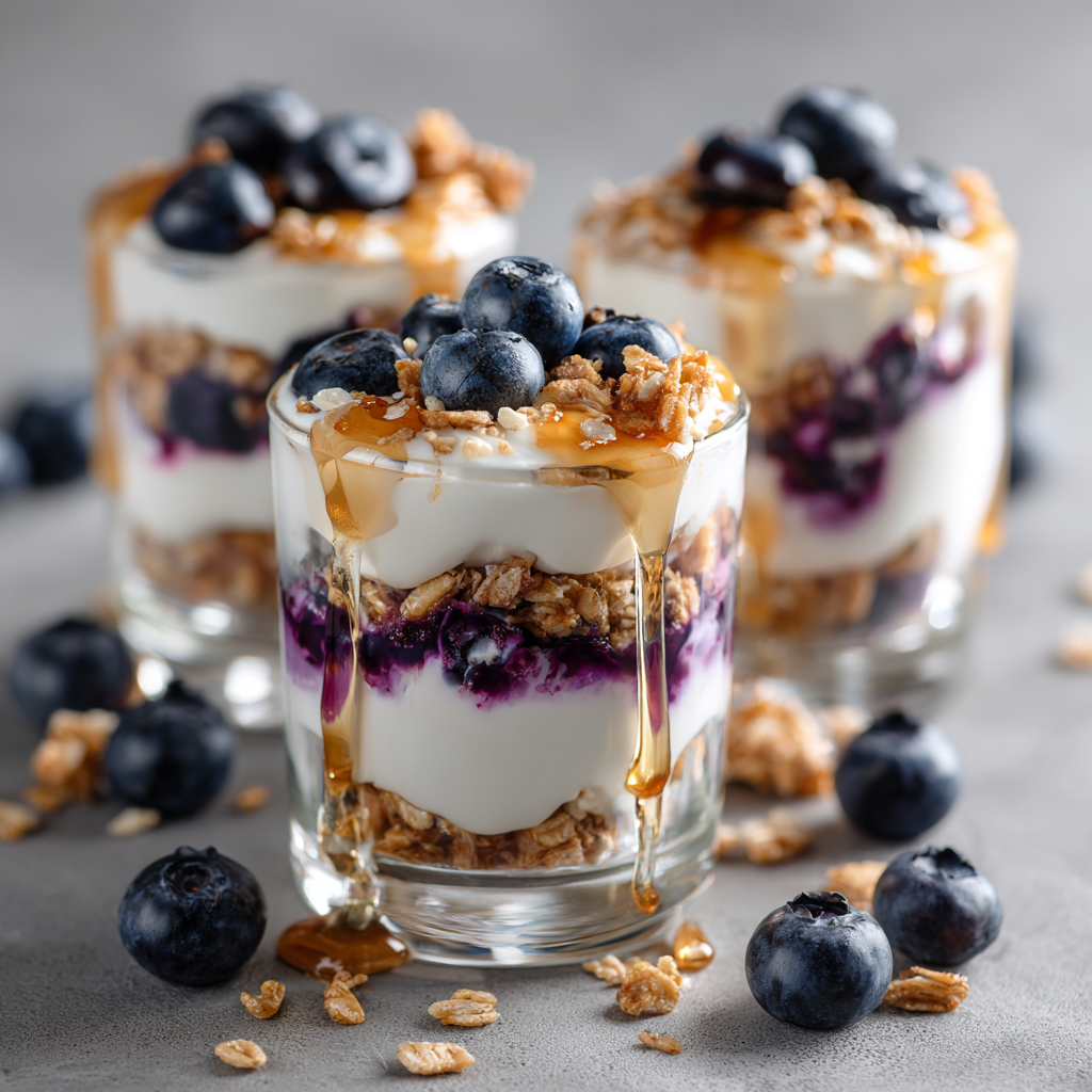Blueberry Yogurt Crunch Cups Recipe 3 Blueberry Yogurt Crunch Cups Recipe - Recipe Image