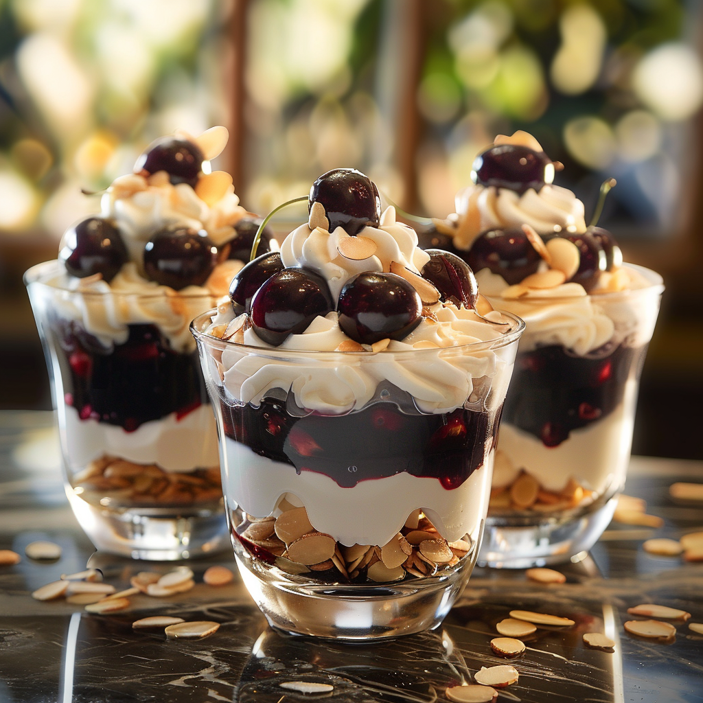 Cherry Almond Cream Cups Recipe - Recipe Image