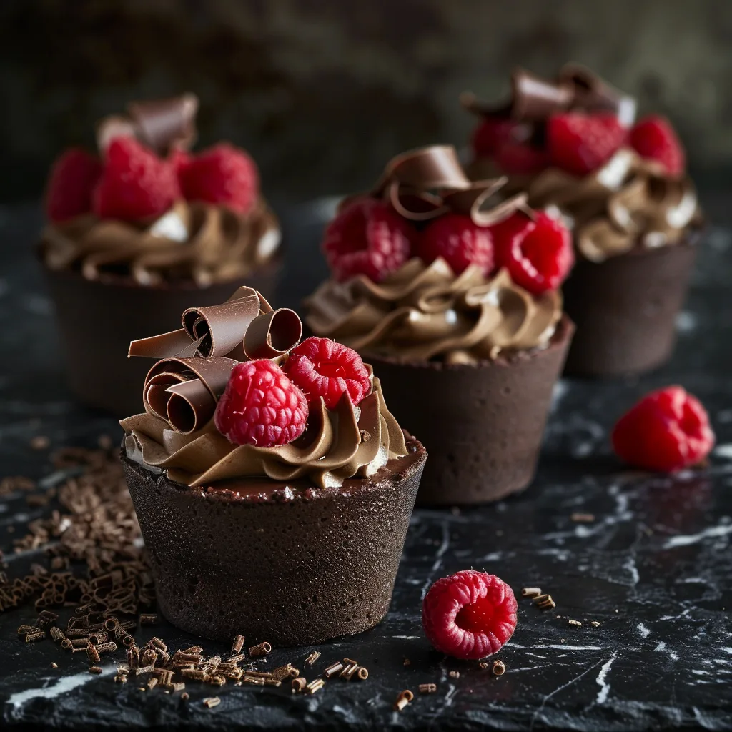 Raspberry Chocolate Mousse Cups Recipe 3 Raspberry Chocolate Mousse Cups Recipe - Recipe Image