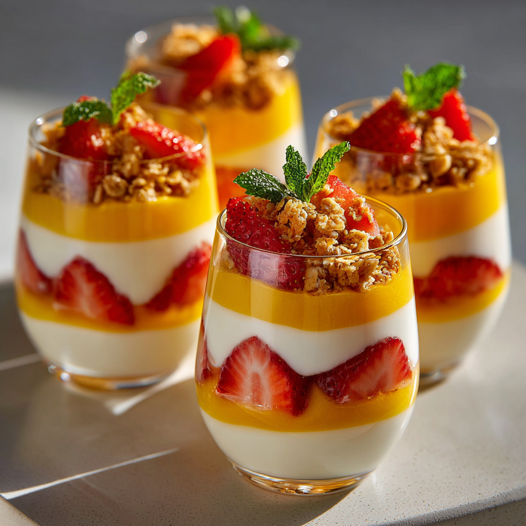Mango Strawberry Parfait Cups Recipe 2 Mango Strawberry Parfait Cups Recipe - Recipe Image