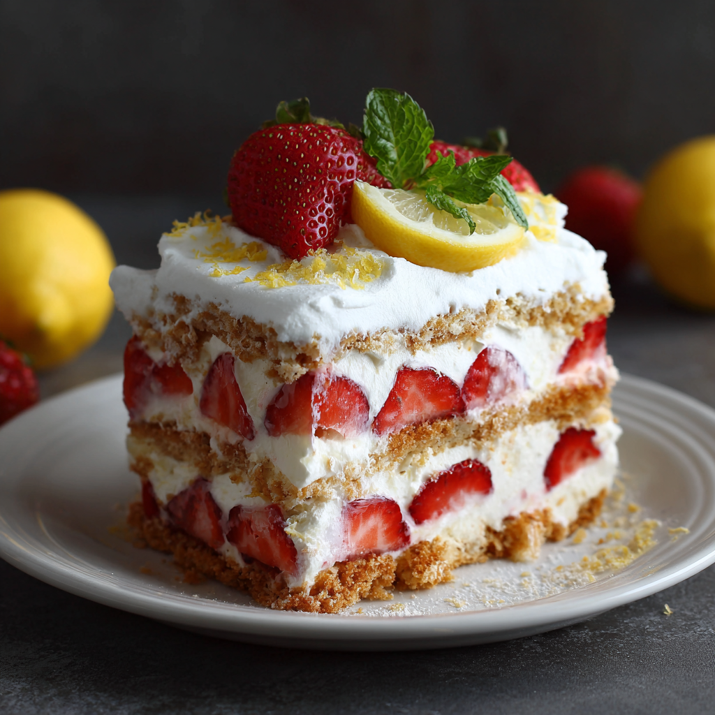 Strawberry Lemon Icebox Cake Recipe - Recipe Image