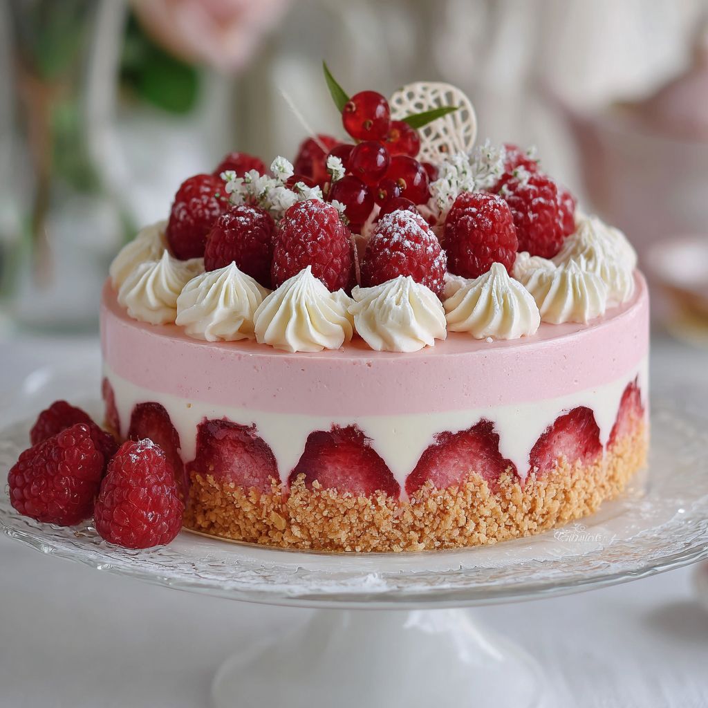 Raspberry Vanilla Mousse Cake Recipe - Recipe Image