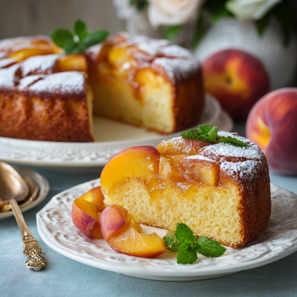 Peach Yogurt Summer Cake Recipe - Recipe Image