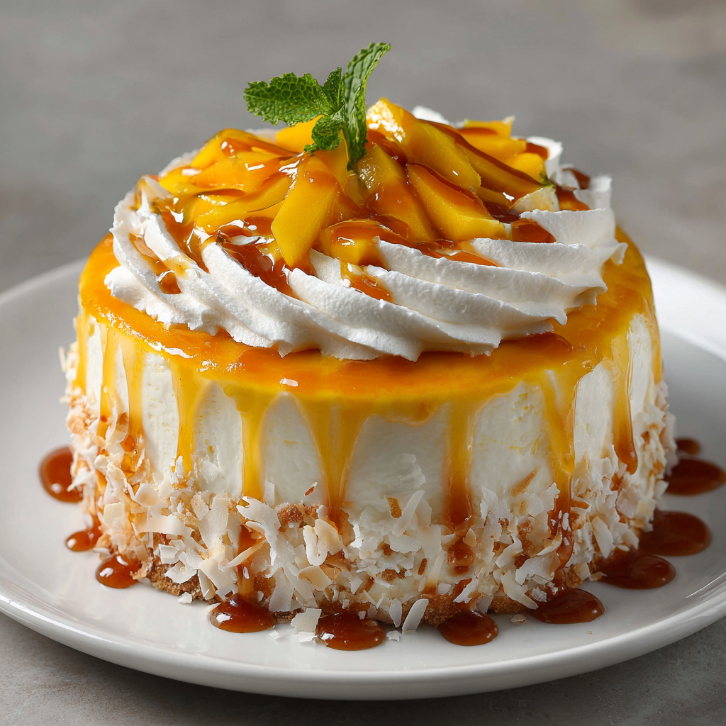 Mango Coconut Cream Cake Recipe - Recipe Image