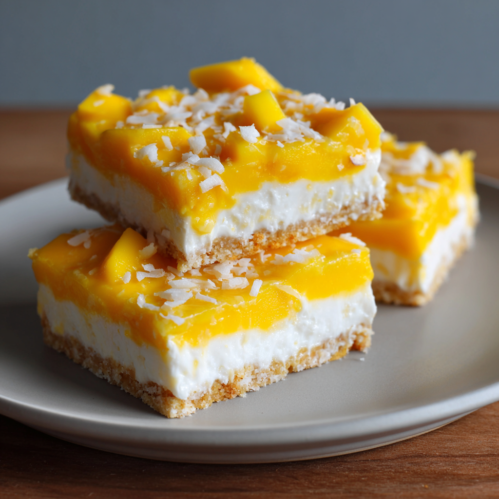 Coconut Mango Icebox Bars Recipe 2 Coconut Mango Icebox Bars Recipe - Recipe Image