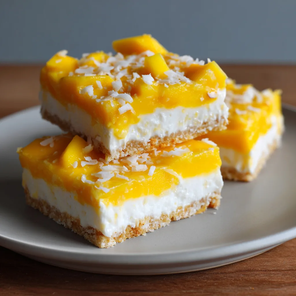 Coconut Mango Icebox Bars Recipe 2 Coconut Mango Icebox Bars Recipe - Recipe Image