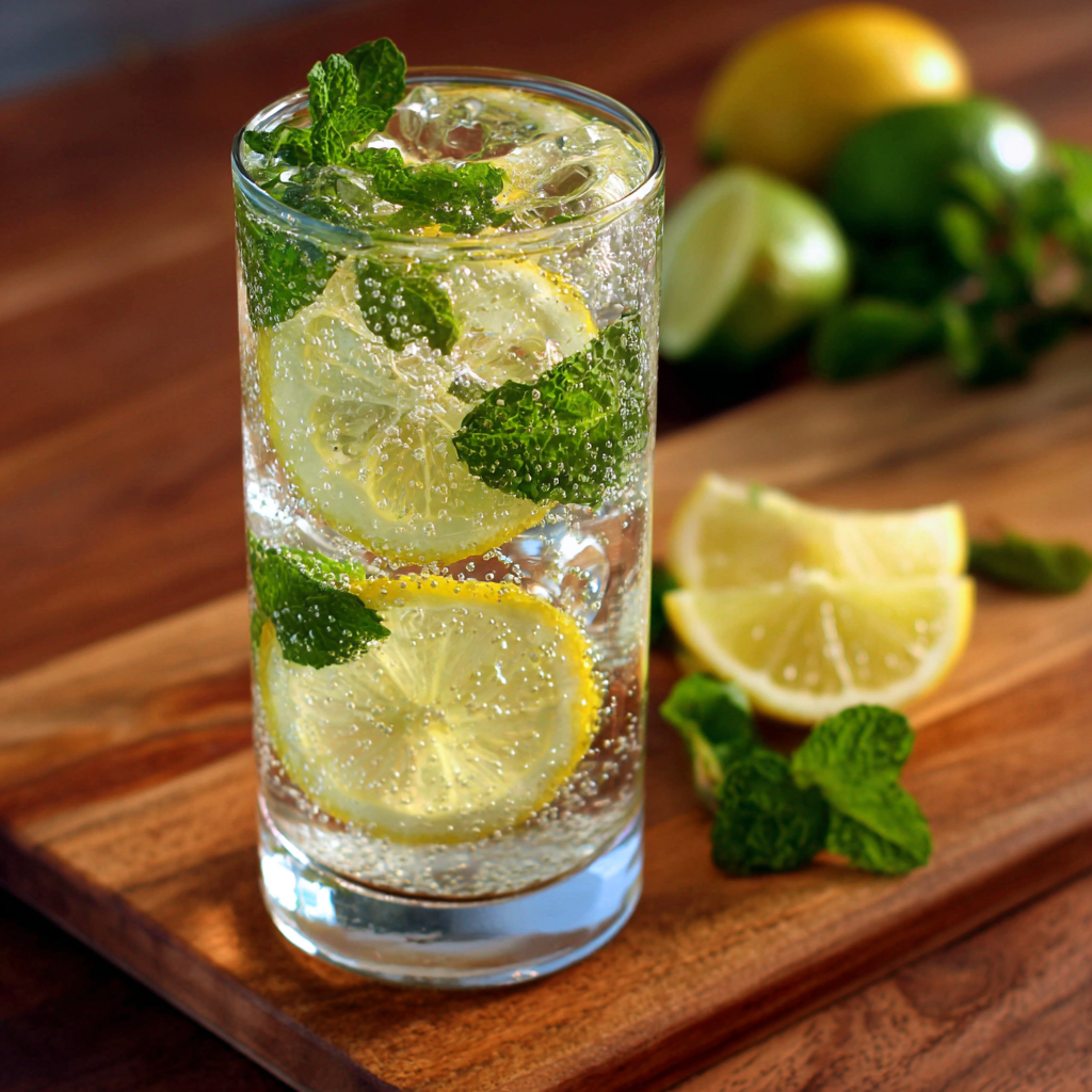 Sparkling Lemon Mint Soda Recipe 2 Sparkling Lemon Mint Soda Recipe - Recipe Image