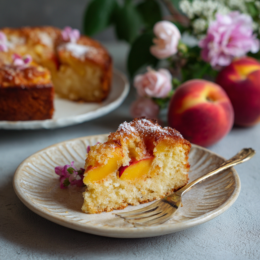 Peach Yogurt Summer Cake Recipe - Recipe Image